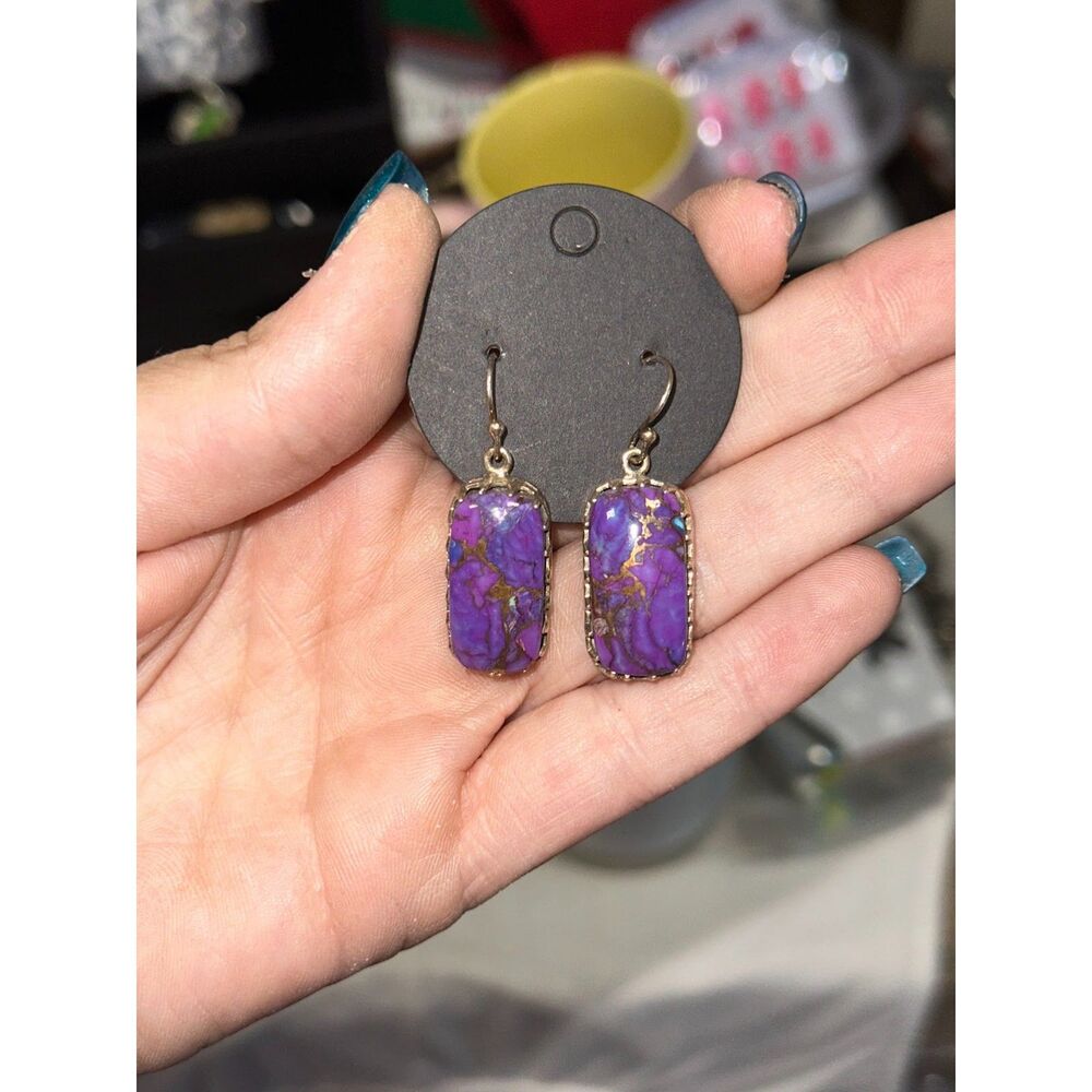Purple Copper Turquoise .925 Sterling Silver Earrings